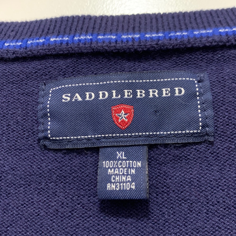 3/$15 Saddlebred 100% Cotton V-Neck Sweater Vest in Navy Argyle Size XL - Picture 2 of 4